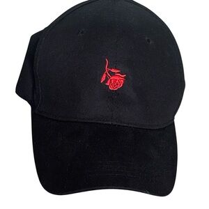 Black Cap with Red Flower Embroidered